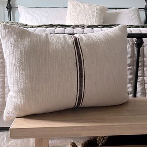 Magnolia hearth and hand 14x20 pillow in sour cream with brown bold vertical